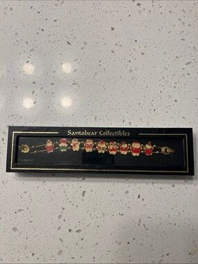 Vintage Santabear Collectibles Enamel Slide Charm Bracelet NIB
